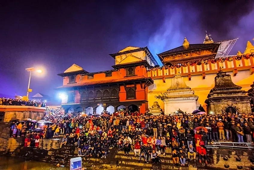 Devotees At Pashupatinath Temple Nepal On Mahashivratri